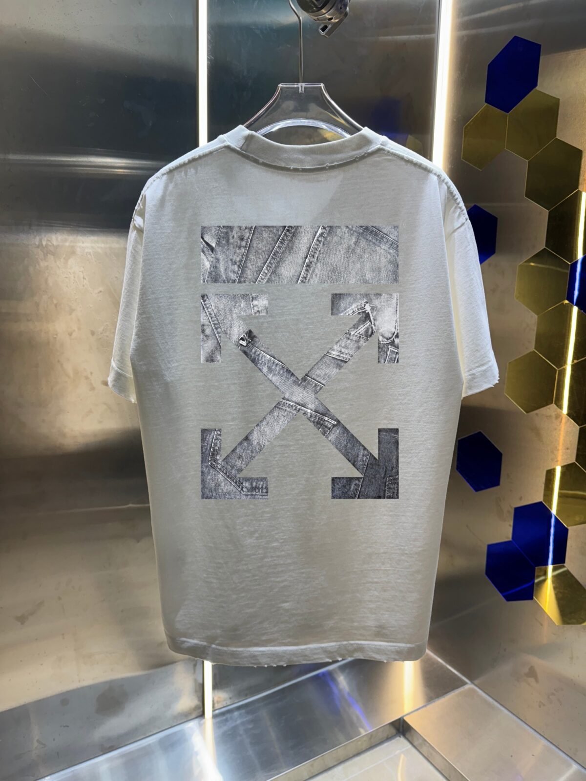 P80 OFF-white/2026春夏新款 洗水磨破320克圆领短袖tee 男女同款宽松版 吊牌 领标 洗水唛 三标齐全 颜色 :洗水黑 洗水白 洗水灰 褐色 尺码 :S M L XL XXL