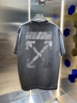 P80 OFF-white/2026春夏新款 洗水磨破320克圆领短袖tee 男女同款宽松版 吊牌 领标 洗水唛 三标齐全 颜色 :洗水黑 洗水白 洗水灰 褐色 尺码 :S M L XL XXL