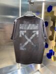 P80 OFF-white/2026春夏新款 洗水磨破320克圆领短袖tee 男女同款宽松版 吊牌 领标 洗水唛 三标齐全 颜色 :洗水黑 洗水白 洗水灰 褐色 尺码 :S M L XL XXL