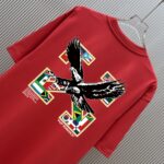 P70 （严控品质 ） 款式：off-white短袖T恤 面料：300克重双纱100%棉 罗纹：320克重索络纳1*1潮牌 工艺：印花 颜色：白 蓝 红 夜蓝 黑 尺码：M—4XL 无性别区分 男女同款