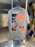 P80 OFF-white/2026春夏新款 洗水磨破320克圆领短袖tee 男女同款宽松版 吊牌 领标 洗水唛 三标齐全 颜色 :洗水黑 洗水白 洗水灰 褐色 尺码 :S M L XL XXL