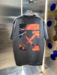 P80 OFF-white/2026春夏新款 洗水磨破320克圆领短袖tee 男女同款宽松版 吊牌 领标 洗水唛 三标齐全 颜色 :洗水黑 洗水白 洗水灰 褐色 尺码 :S M L XL XXL