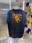 P80 OFF-white/2026春夏新款 洗水磨破320克圆领短袖tee 男女同款宽松版 吊牌 领标 洗水唛 三标齐全 颜色 :洗水黑 洗水白 洗水灰 褐色 尺码 :S M L XL XXL