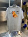 P80 OFF-white/2026春夏新款 洗水磨破320克圆领短袖tee 男女同款宽松版 吊牌 领标 洗水唛 三标齐全 颜色 :洗水黑 洗水白 洗水灰 褐色 尺码 :S M L XL XXL
