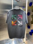 P80 OFF-white/2026春夏新款 洗水磨破320克圆领短袖tee 男女同款宽松版 吊牌 领标 洗水唛 三标齐全 颜色 :洗水黑 洗水白 洗水灰 褐色 尺码 :S M L XL XXL