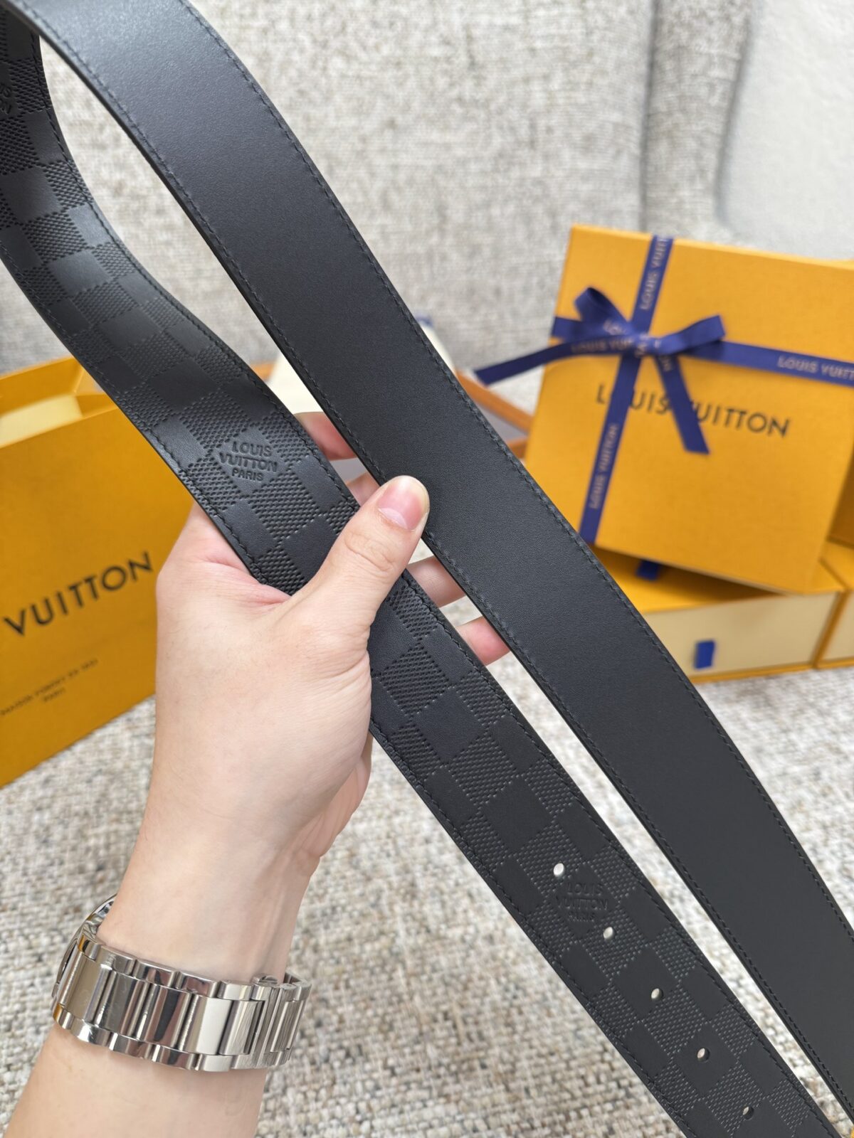 Louis Vuitton LV腰带 棋盘格双面可用系列 原厂五金 精致手工绘边 柔软舒适 宽 /