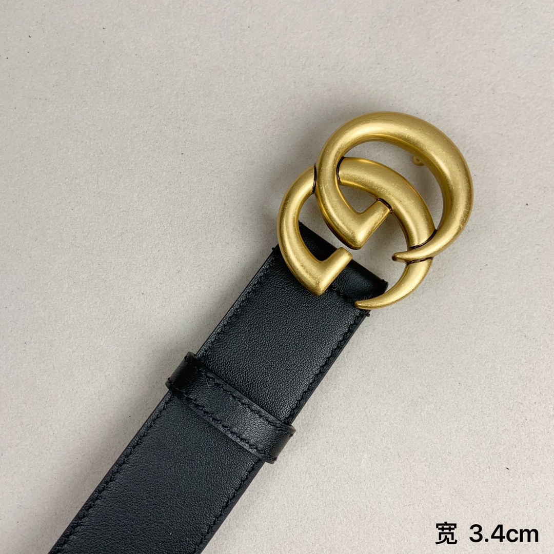 gucci (古奇) 专柜爆款 模特走秀款 双面头层牛皮 搭配纯铜标志性双g复古扣 4个宽度 . . . 小时前