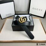 gucci (古奇) 专柜爆款 模特走秀款 双面头层牛皮 搭配纯铜标志性双g复古扣 4个宽度 . . . 小时前