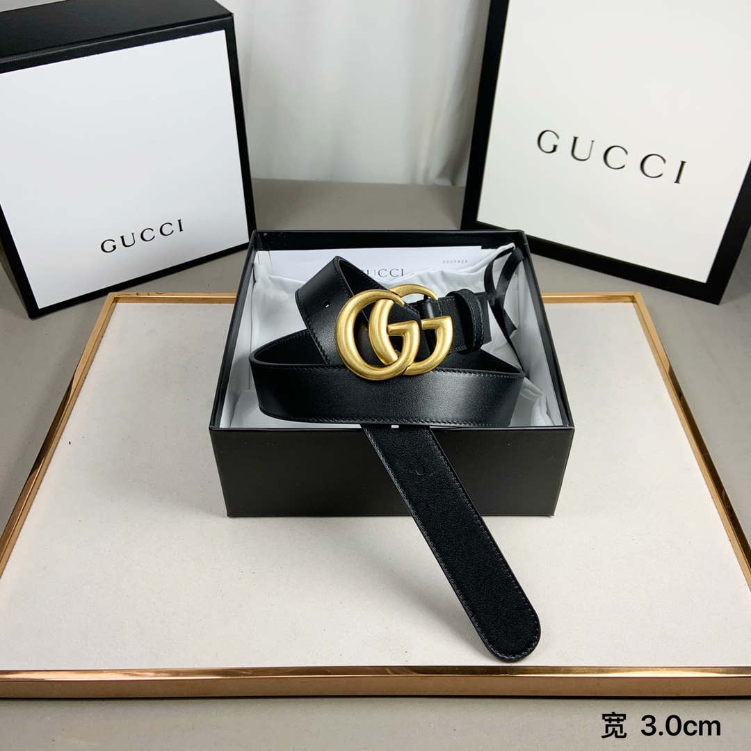 gucci (古奇) 专柜爆款 模特走秀款 双面头层牛皮 搭配纯铜标志性双g复古扣 4个宽度 . . . 小时前