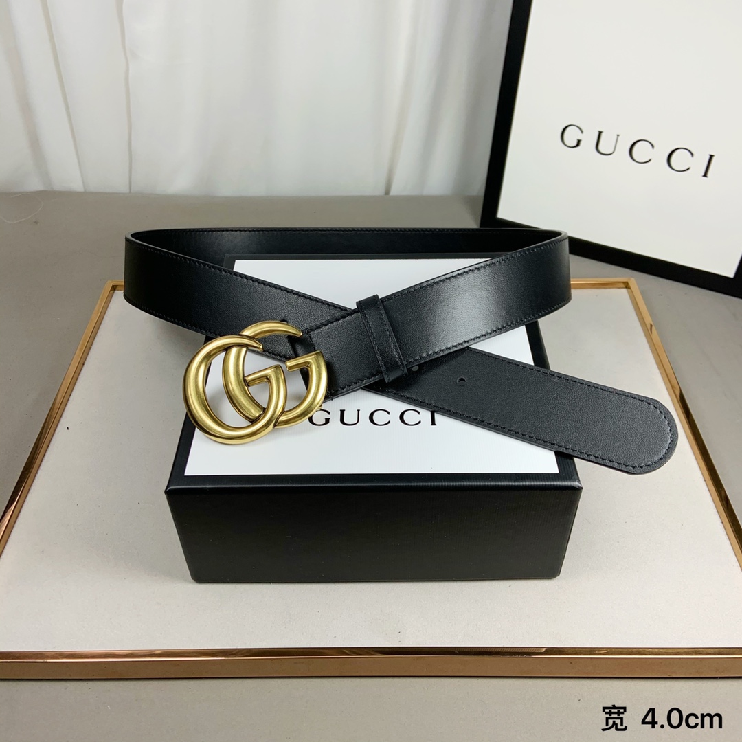 gucci (古奇) 专柜爆款 模特走秀款 双面头层牛皮 搭配纯铜标志性双g复古扣 4个宽度 . . . 小时前