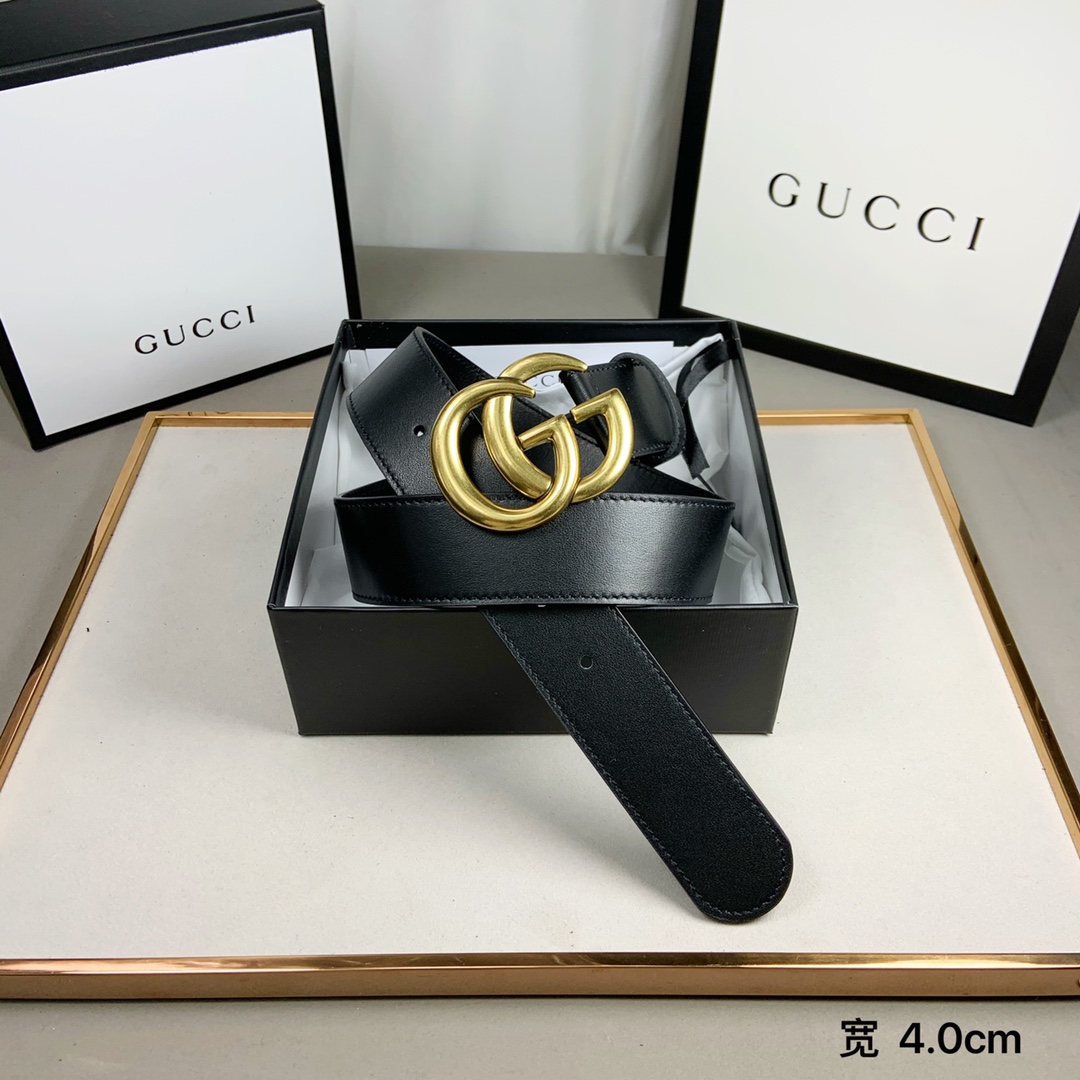 gucci (古奇) 专柜爆款 模特走秀款 双面头层牛皮 搭配纯铜标志性双g复古扣 4个宽度 . . . 小时前