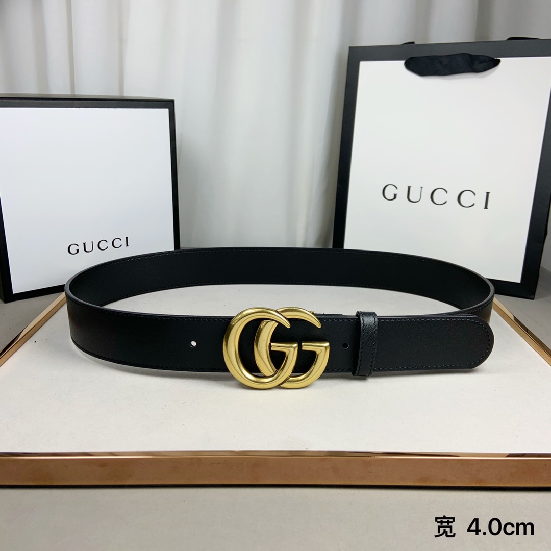 gucci (古奇) 专柜爆款 模特走秀款 双面头层牛皮 搭配纯铜标志性双g复古扣 4个宽度 . . . 小时前