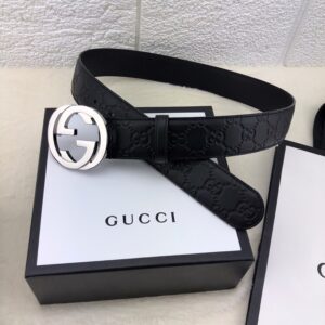 Gucci 3.8cm[色]带身双面采用进口头层牛皮压时尚古驰大G印花 搭配经典款GG互扣式抛光铜金属扣头
