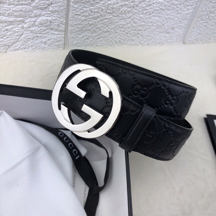 Gucci 3.8cm[色]带身双面采用进口头层牛皮压时尚古驰大G印花 搭配经典款GG互扣式抛光铜金属扣头 /