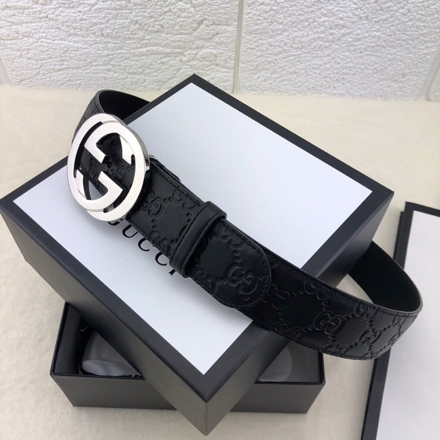 Gucci 3.8cm[色]带身双面采用进口头层牛皮压时尚古驰大G印花 搭配经典款GG互扣式抛光铜金属扣头 /