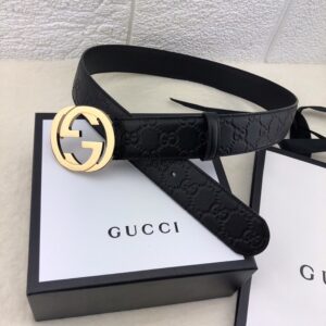 Gucci 3.8cm[色]带身双面采用进口头层牛皮压时尚古驰大G印花 搭配经典款GG互扣式抛光铜金属扣头 /
