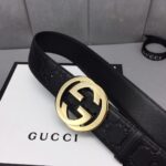GUCCI 经典全皮压花，原版进口南非皮底，精品双G钢扣 宽度：40mm /