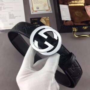 weigou_246271_0_7c27d767c1 Gucci Signature皮革精制而成,触感厚实,底部也是黑色皮。宽度3.8cm,手感超好,永恒而经典! /