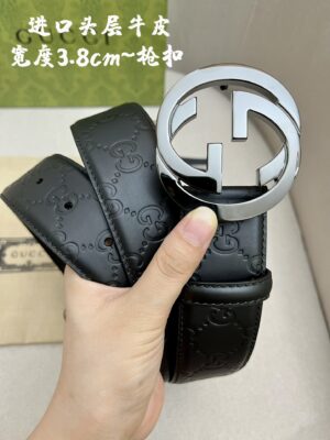 古驰进口原单头层牛皮 内衬进口头层牛皮. 搭配精品扣,原产皮料定制，专柜宽度3.8cm。 P100