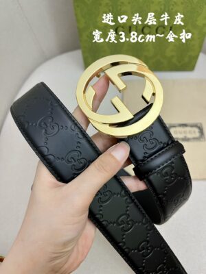 古驰进口原单头层牛皮 内衬进口头层牛皮. 搭配精品扣,原产皮料定制，专柜宽度3.8cm。 P100