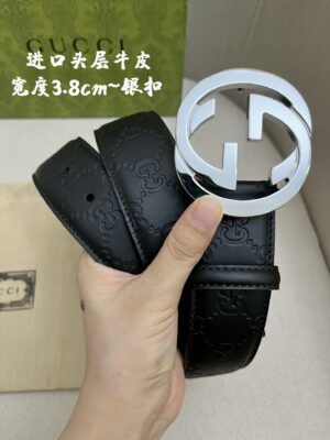 古驰进口原单头层牛皮 内衬进口头层牛皮. 搭配精品扣,原产皮料定制，专柜宽度3.8cm。P100