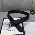Gucci 古奇官网经典 正品规格 原版品质 ✨ 头层小牛皮压花 专柜新版内衬底皮 进口头层皮底 40mm 抛光亮面双G扣 /