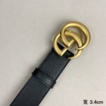 gucci (古奇) 专柜爆款 模特走秀款 双面头层牛皮 搭配纯铜标志性双g复古扣 4个宽度 . . . /
