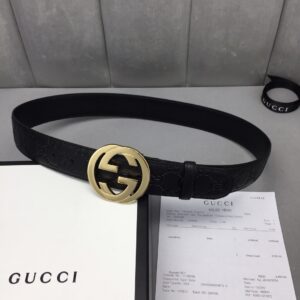 GUCCI 经典全皮压花，原版进口南非皮底，精品双G钢扣 宽度：40mm /