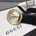 GUCCI 经典全皮压花，原版进口南非皮底，精品双G钢扣 宽度：40mm /