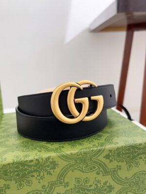 Gucci.古驰 全套包装 专柜货经典款腰带 双面头层牛皮带身搭配真空电镀扣头，【宽度cm / / / 】可供选择，修身百搭！ /