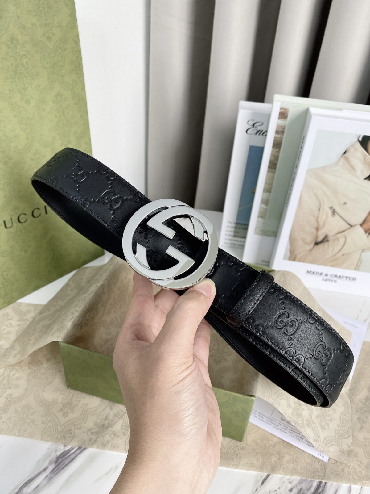 Gucci 经典款腰带，原版头层小牛皮压花搭配精品铜扣，真空电镀五金，永不掉色！宽度3.8cm /