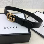 Gucci 古奇官网畅销爆款 正品规格 原单品质 ✨ 双面进口头层对版定制皮料 高品质 手感极佳 3.0mm 复古金G /