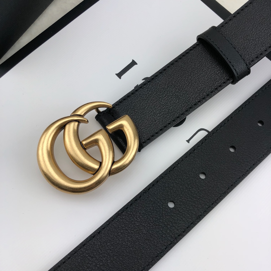 Gucci 古奇官网畅销爆款 正品规格 原单品质 ✨ 双面进口头层对版定制皮料 高品质 手感极佳 3.0mm 复古金G /