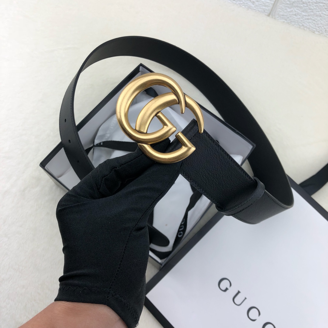 Gucci 古奇官网畅销爆款 正品规格 原单品质 ✨ 双面进口头层对版定制皮料 高品质 手感极佳 3.5mm 复古金G /