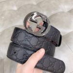 Gucci 古奇官网经典 正品规格 原版品质 ✨ 头层小牛皮压花 专柜新版内衬底皮 进口头层皮底 40mm 抛光亮面双G扣 /