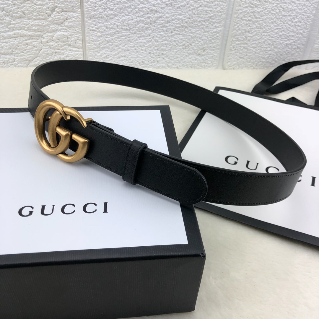 Gucci 古奇官网畅销爆款 正品规格 原单品质 ✨ 双面进口头层对版定制皮料 高品质 手感极佳 2.0mm 复古金G /