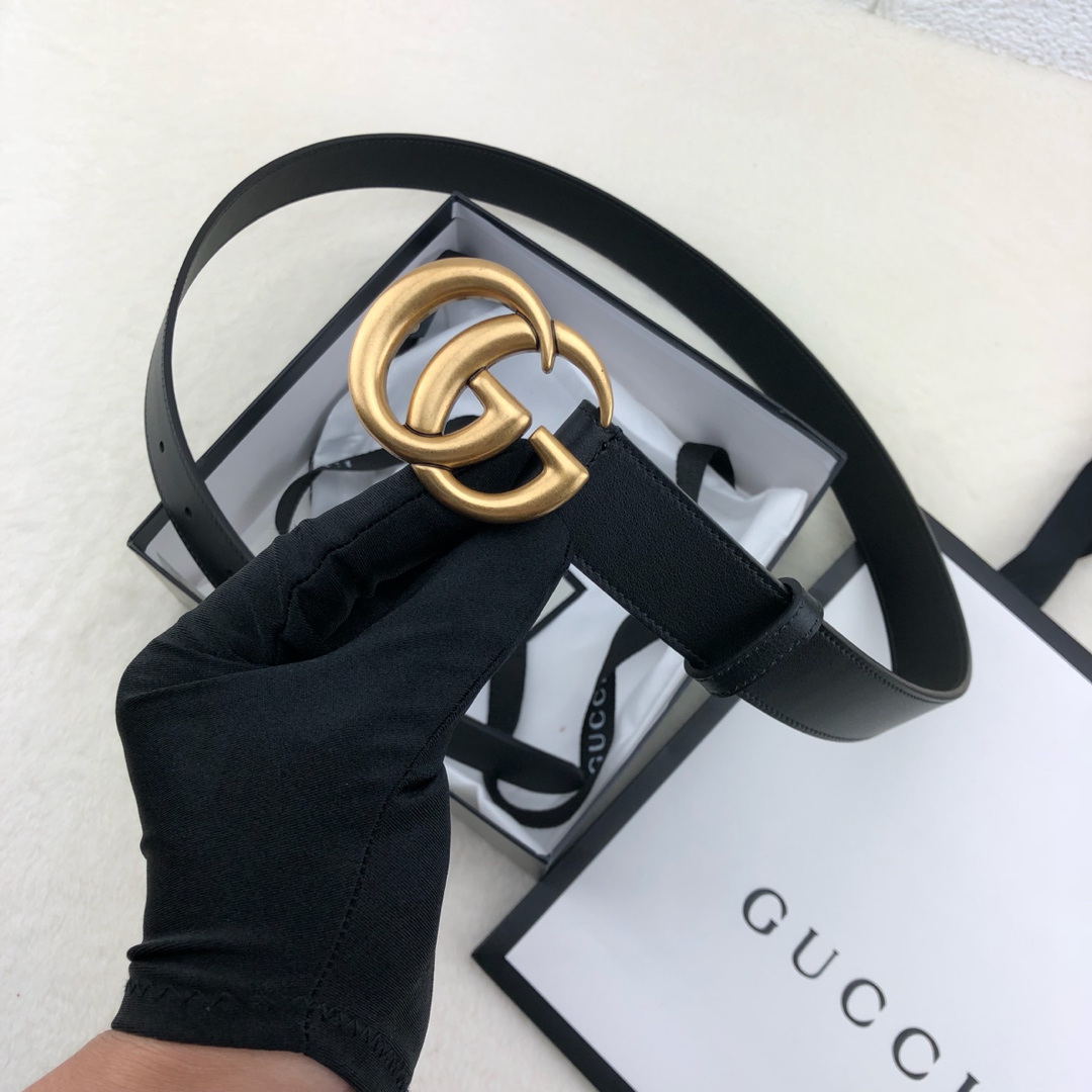 Gucci 古奇官网畅销爆款 正品规格 原单品质 ✨ 双面进口头层对版定制皮料 高品质 手感极佳 2.0mm 复古金G /