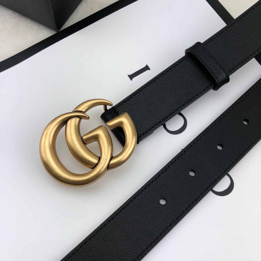 Gucci 古奇官网畅销爆款 正品规格 原单品质 ✨ 双面进口头层对版定制皮料 高品质 手感极佳 2.0mm 复古金G /