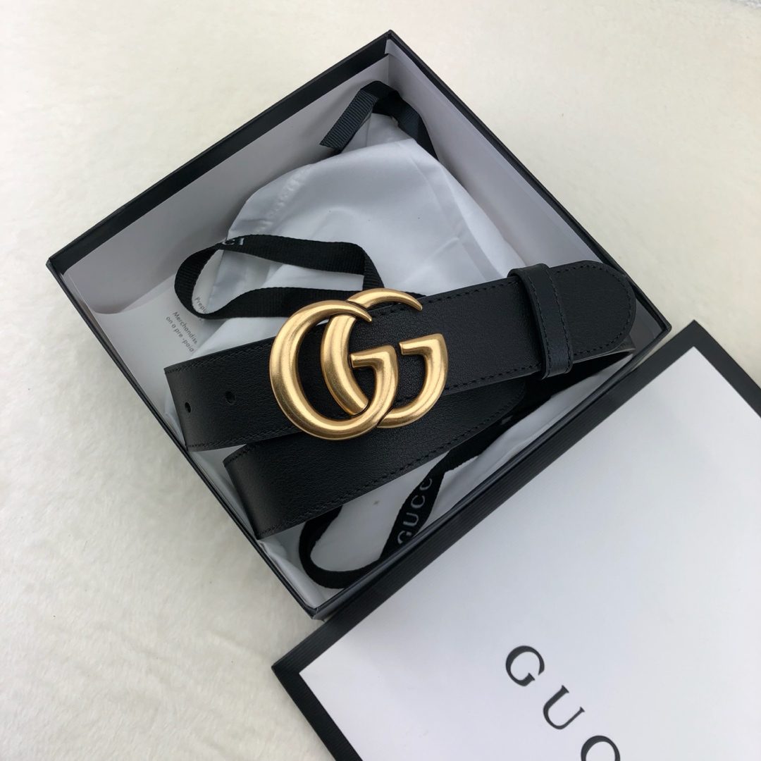 Gucci 古奇官网畅销爆款 正品规格 原单品质 ✨ 双面进口头层对版定制皮料 高品质 手感极佳 3.0mm 复古金G /