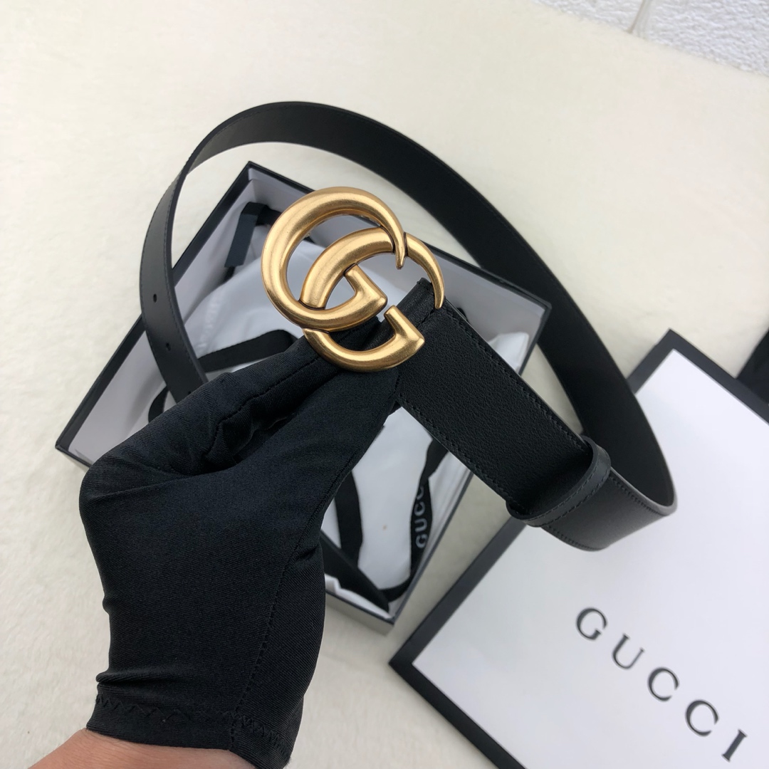 Gucci 古奇官网畅销爆款 正品规格 原单品质 ✨ 双面进口头层对版定制皮料 高品质 手感极佳 3.0mm 复古金G /