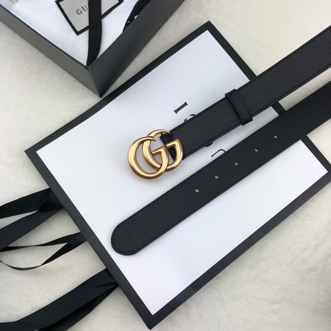 Gucci 古奇官网畅销爆款 正品规格 原单品质 ✨ 双面进口头层对版定制皮料 高品质 手感极佳 3.0mm 复古金G /