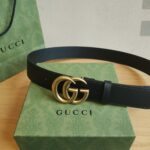 Gucci 古奇官网畅销爆款 正品规格 原单品质 ✨ 双面进口头层对版定制皮料 高品质 手感极佳 40mm 复古金G /