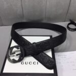 GUCCI 经典全皮压花，原版进口南非皮底，精品双G钢扣 宽度：40mm /