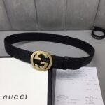 GUCCI 经典全皮压花，原版进口南非皮底，精品双G钢扣 宽度：40mm /