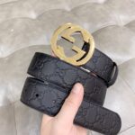 Gucci 古奇官网经典 正品规格 原版品质 ✨ 头层小牛皮压花 专柜新版内衬底皮 进口头层皮底 40mm 抛光亮面双G扣 /