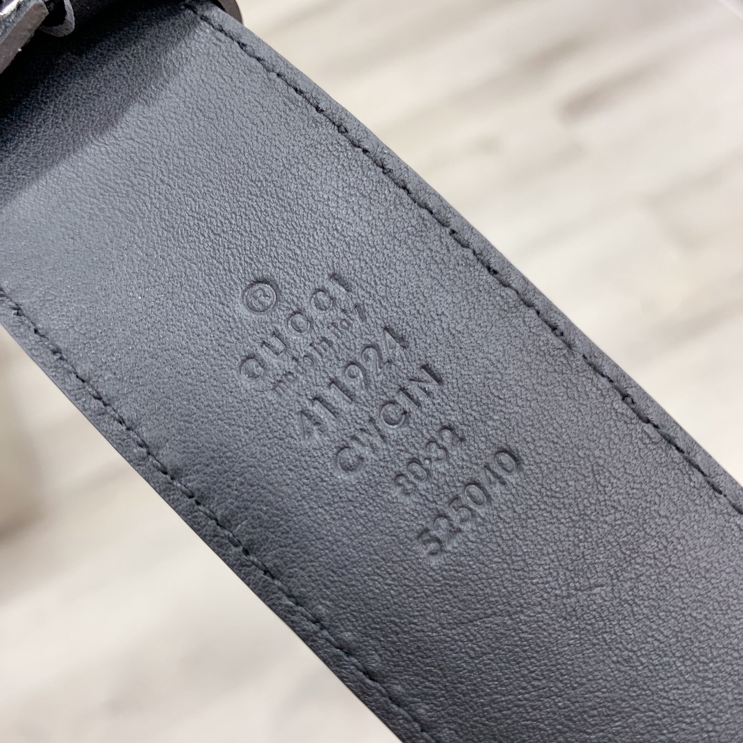 Gucci 古奇官网经典 正品规格 原版品质 ✨ 头层小牛皮压花 专柜新版内衬底皮 进口头层皮底 40mm 抛光亮面双G扣 /
