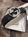 Gucci 古奇官网经典 正品规格 原版品质 ✨ 头层小牛皮压花 专柜新版内衬底皮 进口头层皮底 40mm 抛光亮面双G扣 /