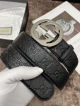 Gucci 古奇官网经典 正品规格 原版品质 ✨ 头层小牛皮压花 专柜新版内衬底皮 进口头层皮底 40mm 抛光亮面双G扣 /