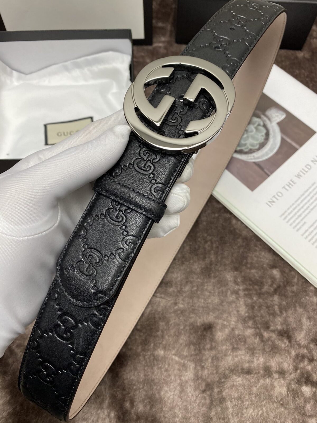 Gucci 古奇官网经典 正品规格 原版品质 ✨ 头层小牛皮压花 专柜新版内衬底皮 进口头层皮底 40mm 抛光亮面双G扣 /