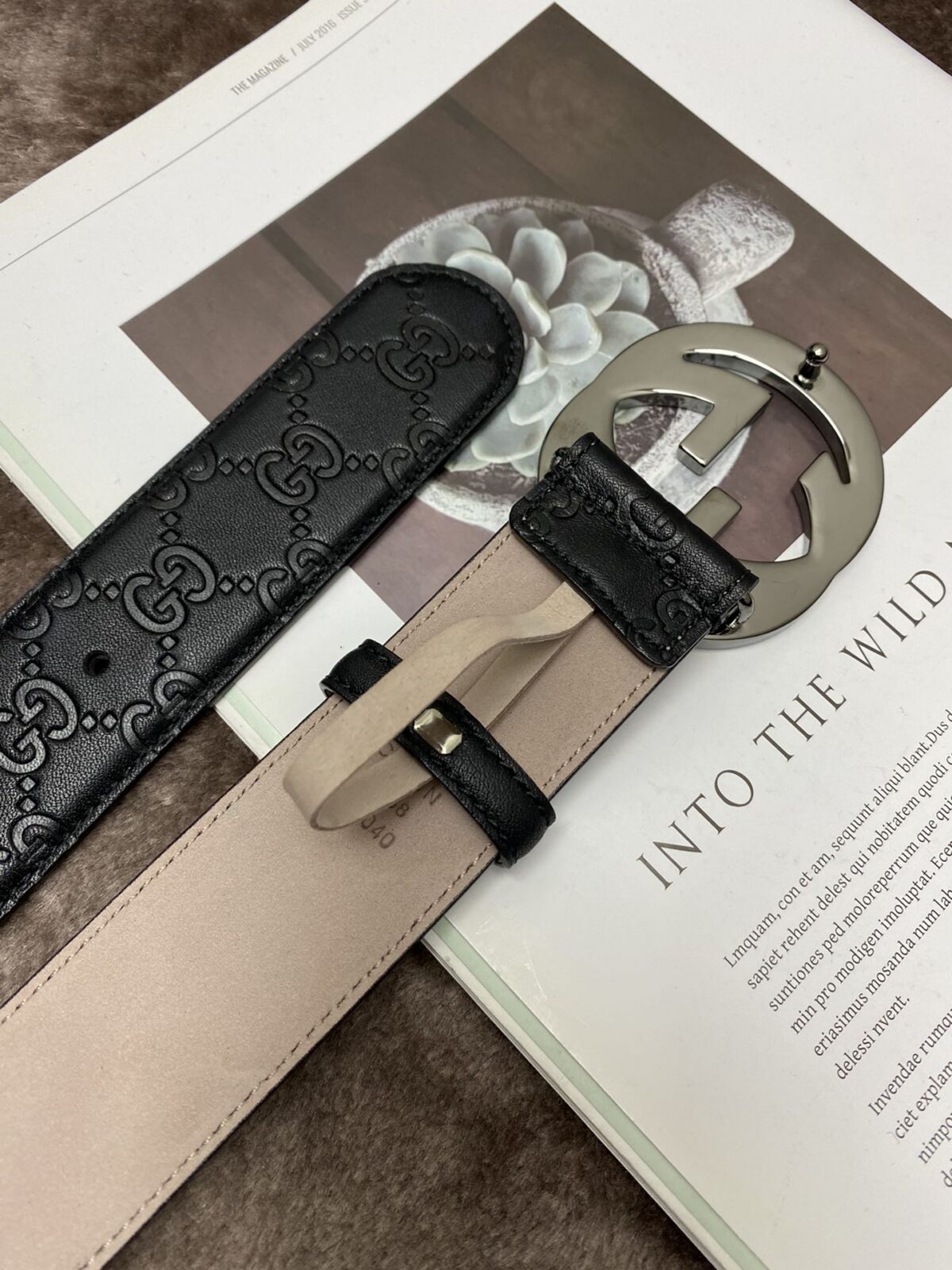Gucci 古奇官网经典 正品规格 原版品质 ✨ 头层小牛皮压花 专柜新版内衬底皮 进口头层皮底 40mm 抛光亮面双G扣 /